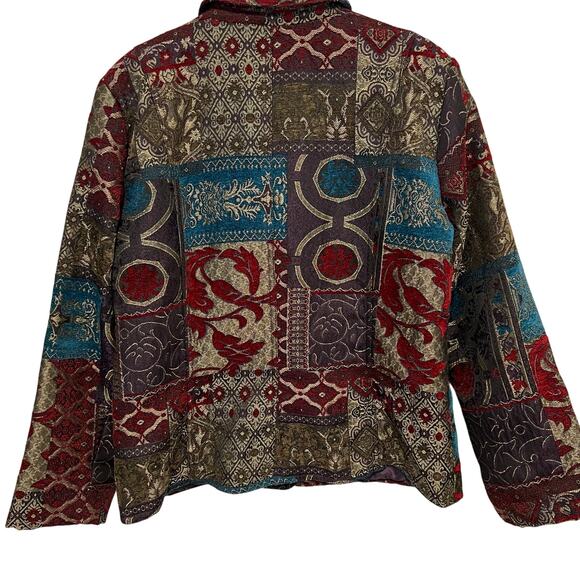 Vintage ELCC Tapestry Structured Lined Jacket Blazer Women’s Size Large Pockets - Picture 2 of 11